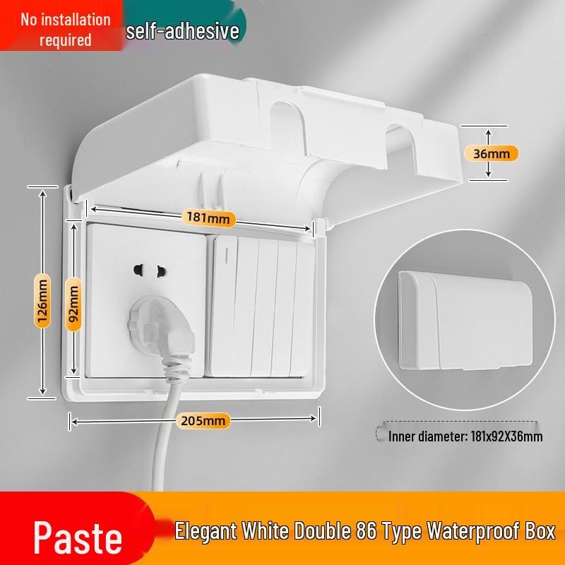 Cubierta de Enchufe Adhesiva Impermeable Tipo 86 para Baño - Caja Anti-Golpes con Protección Infantil