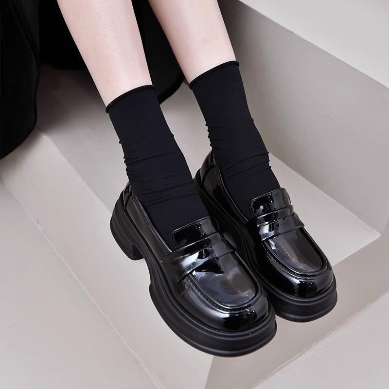 British Style Platform Small Leather Shoes Women's 2025 New Spring and Summer Versatile Black Jk Single Shoes Muffin Loafers Ins Tide
