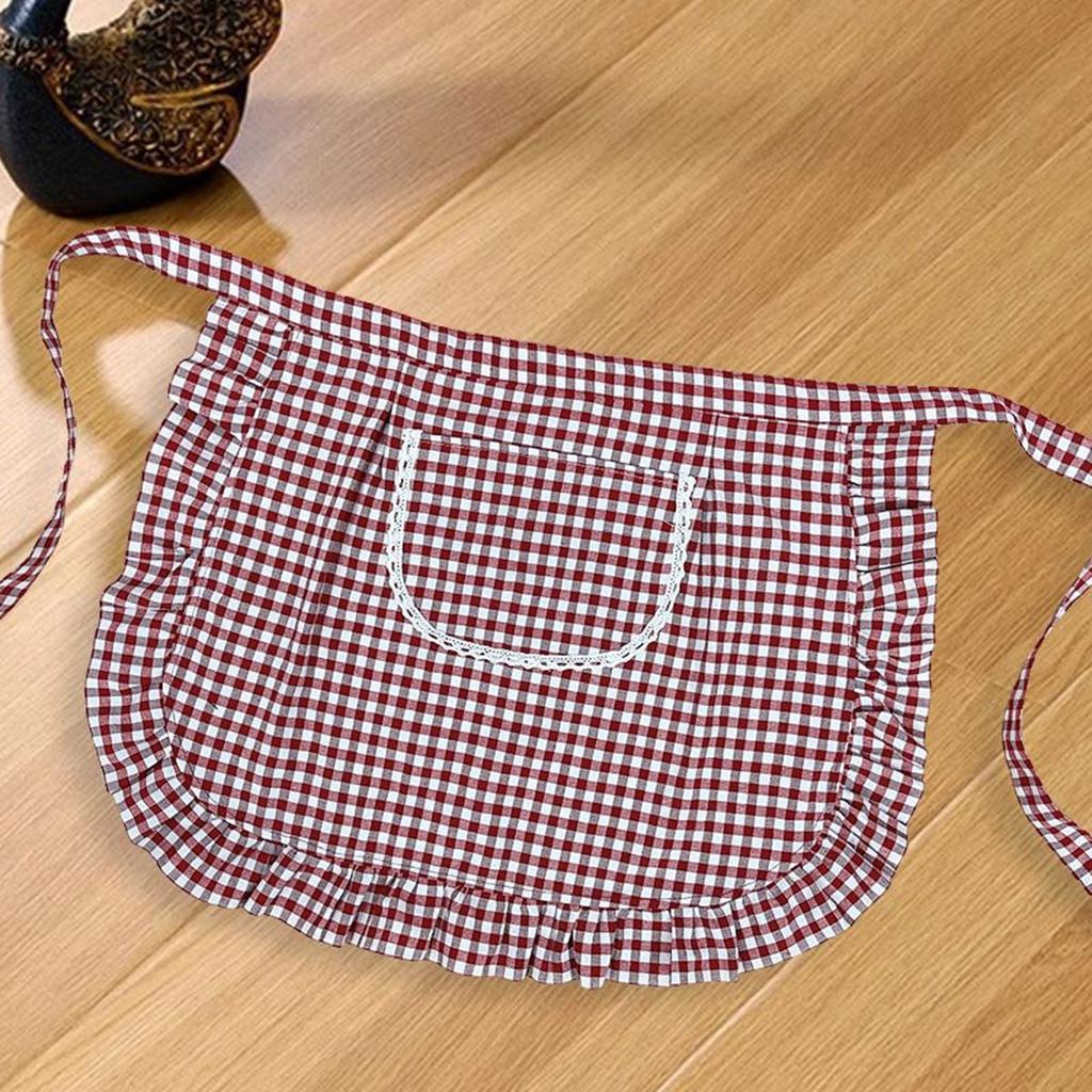 Damen-Schürze für Kochen Backen Rüschenschürze mit Tasche Küchenschürze für Restaurant Café Bäckerei