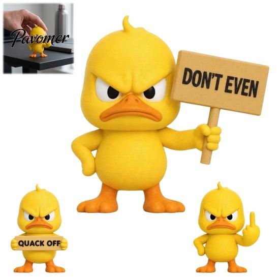 Quirky Office Decorations Angry Duck Figurine Collection, Funny Yellow Desktop Ornament, Cute Grumpy Small Plastic Statues Statue for Home Car