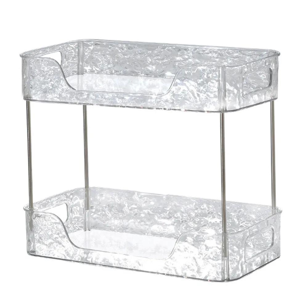 Acrylic Desktop Storage Rack Transparent Large Capacity Desktop Organizer Water Ripple Design Cosmetics Storage Holder Bathroom