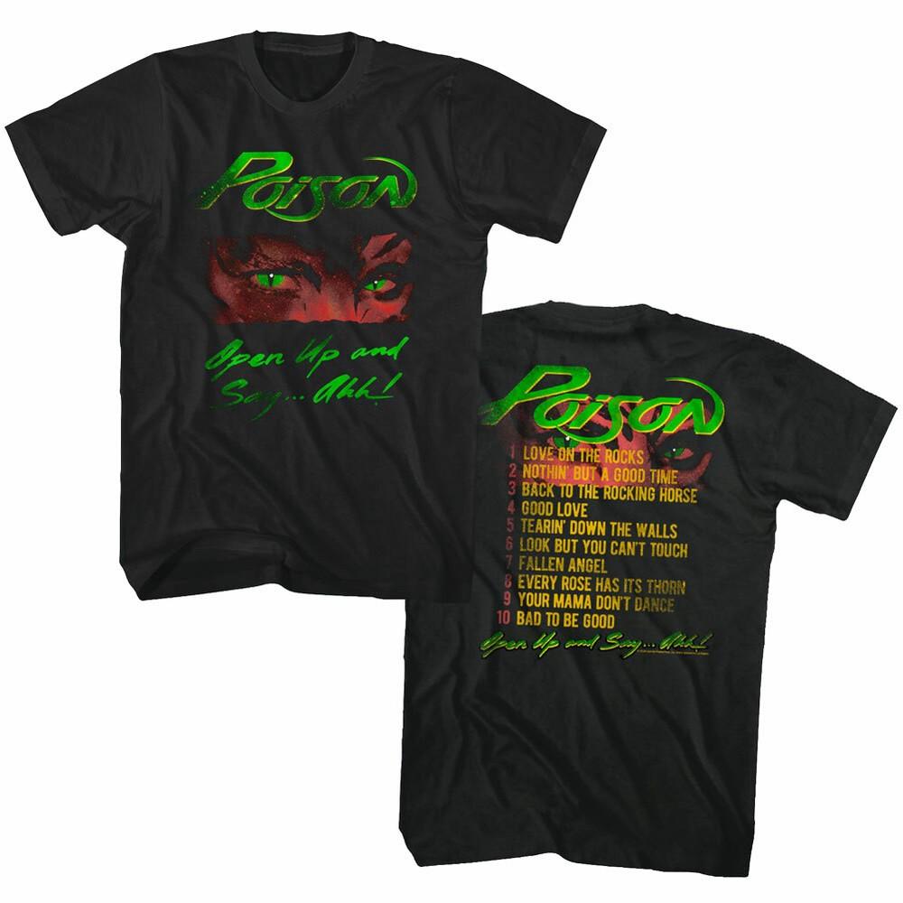 Poison Open Up and Say Ahh Album Men's T Shirt Tracklist Rock Band Concert Merch