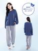 MiniZaru Loungewear Pajama Long Warm and for and Winter Women's Set, Sleeve, Cute, Skin-Friendly Spring, Autumn, (Blue & Gray, XL)