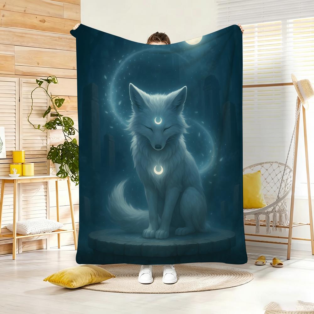 Artistic Pattern N-Nine Tailed Fox Throw Soft Warm Throw Blanket for Bedroom Living Room Bed Travel Camping Picnic Gift