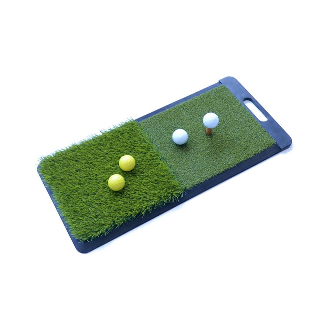 30x60cm Green 2-in-1 Golf Practice Turf Mat Portable Non-Slip Rubber Base Training Tool for Indoor/Outdoor Backyard/Home