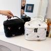 2026 New Embroidered Bow Cosmetic Bag Simple Portable Toilet Bag Storage Bag