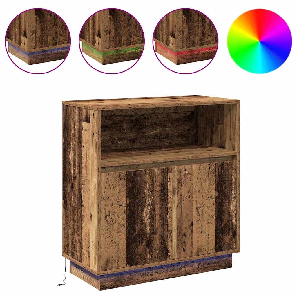 LED Sideboard in Rustic Wood Look 71 x 34.5 x 75 cm Engineered Wood