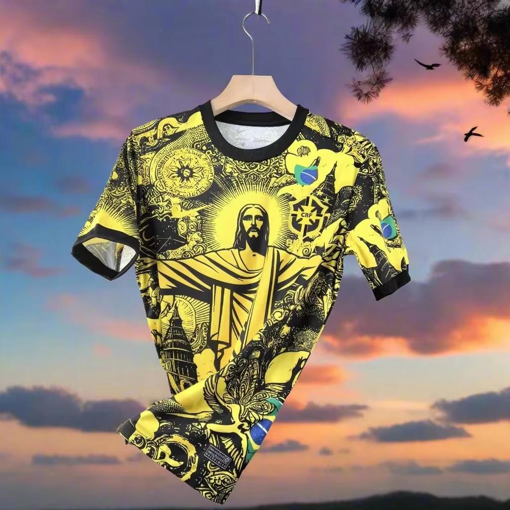 Summer New Brazil Jesus Soccer Jersey Outdoor Soccer Training Breathable Jersey Men S Quick Dry T Shirt for Sports Running