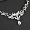 GemChic Women's New Exquisite Crystal Rhinestone Drops Leaf Sparkling Collarbone Necklace Earrings Two Piece Set Birthday Christmas Jewelry Gift