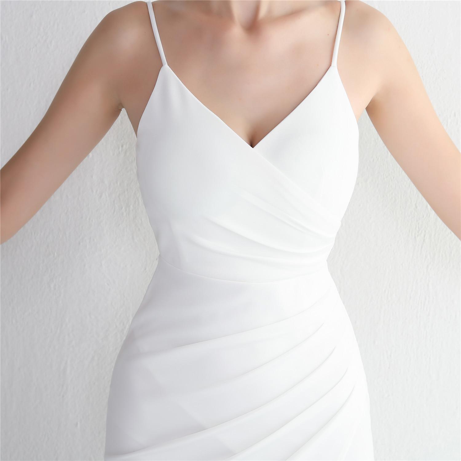 Длинная слинг-тонкая юбка-рыбий хвост Свадебное платье Вечерние платья S белый — фото 13