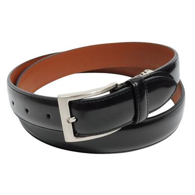 [Ogier] Men's Belt - Glass Leather - Genuine Leather (Cowhide) - Free Size (Adjustable) - Made In Japan - Black