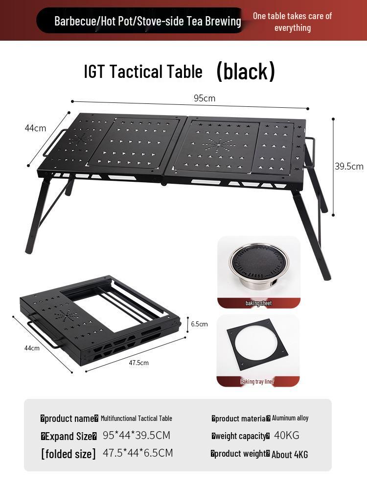 Tragbarer leichter Aluminium-Campingtisch - Faltbare taktische IGT BBQ-Tischplatte
