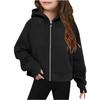 Girls' Big Kids Zip-Up Hoodie Long Sleeve Color Hooded Sweatshirt for Casual Wear