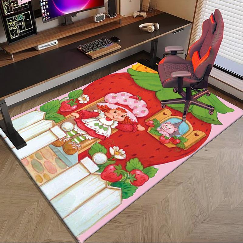 Strawberry Hat And Cat Carpet, Chair Rug,Rug for Office Bedroom living rooms, Doormat decor Fan Gift Christmas Gift