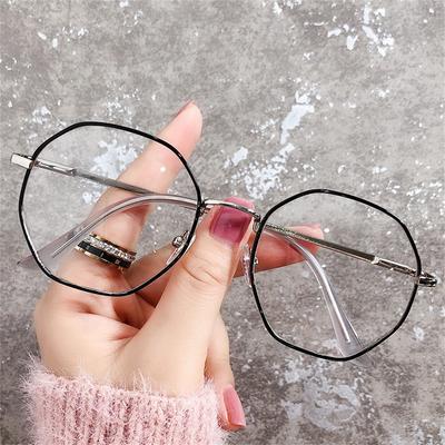 Trend Blaulichtfilterbrille Damen Vintage Achteckige Fassung Brille Transparent Computerbrille Optische Brille