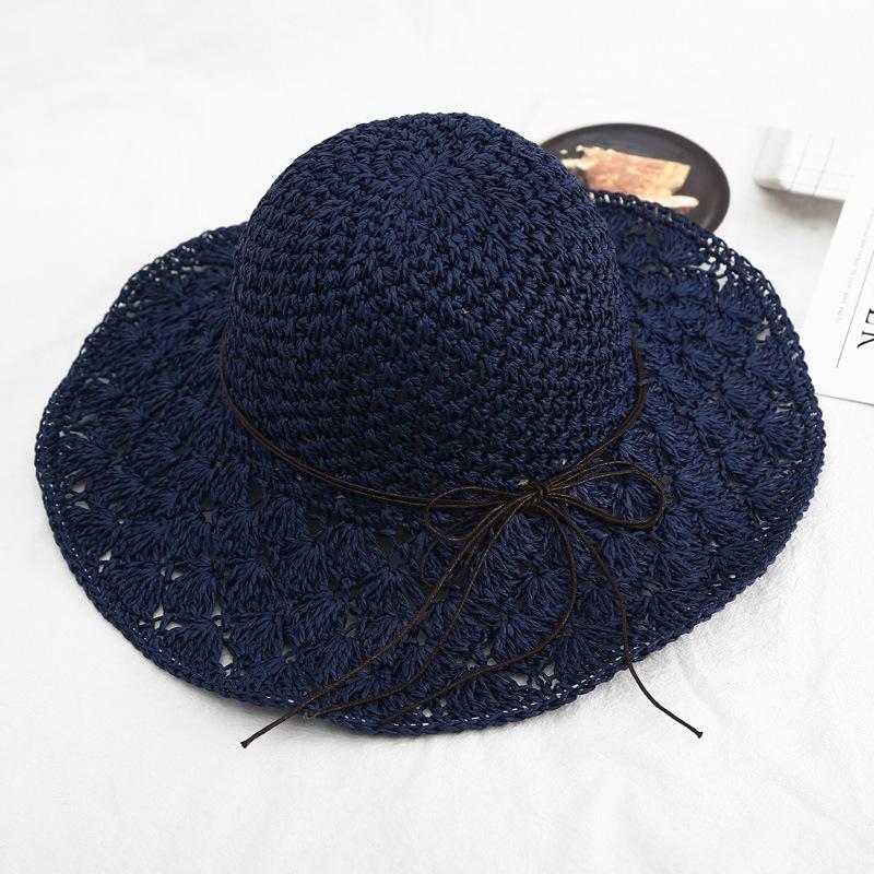 New Hat Women's Summer Beach Sun Hat Straw Versatile Sunscreen Visor Big Edge Folding Straw Hat