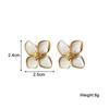 White Color Flower Enamel Korean Style Stud Earrings for Women Girl Love Aesthetic Daily Life Minimalist Jewelry