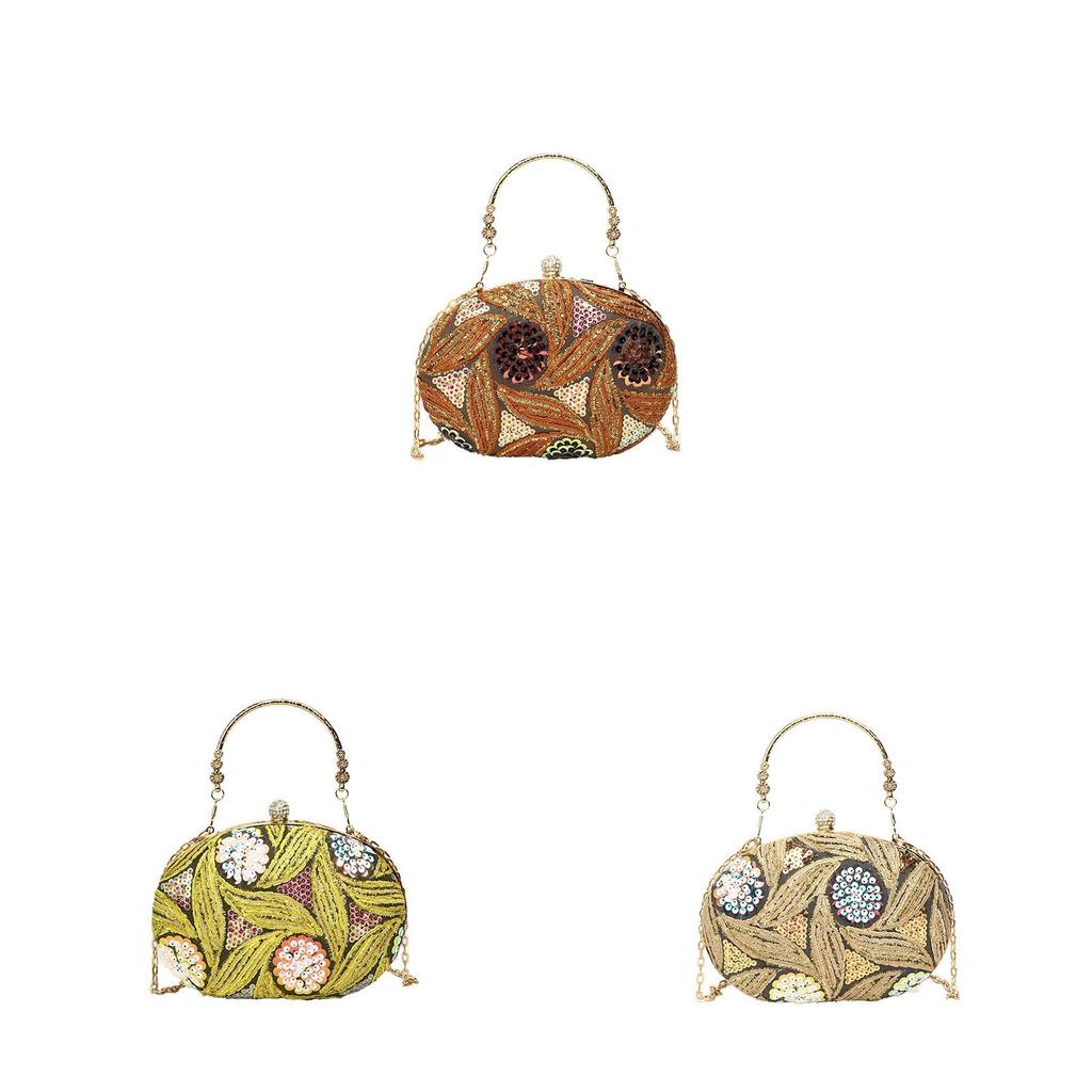 Pochette da Sera Stile Cinese con Tracolla a Catena e Paillettes per Feste Formali