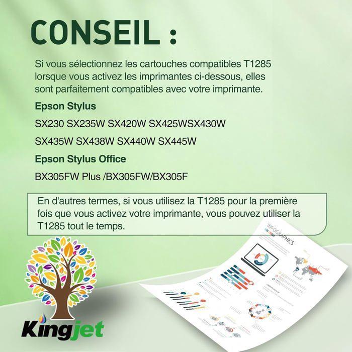 Cartouches d'Encre - LASER GENETICS CARRON - T1285 - Compatible Epson - 9 pièces - Facile à installer