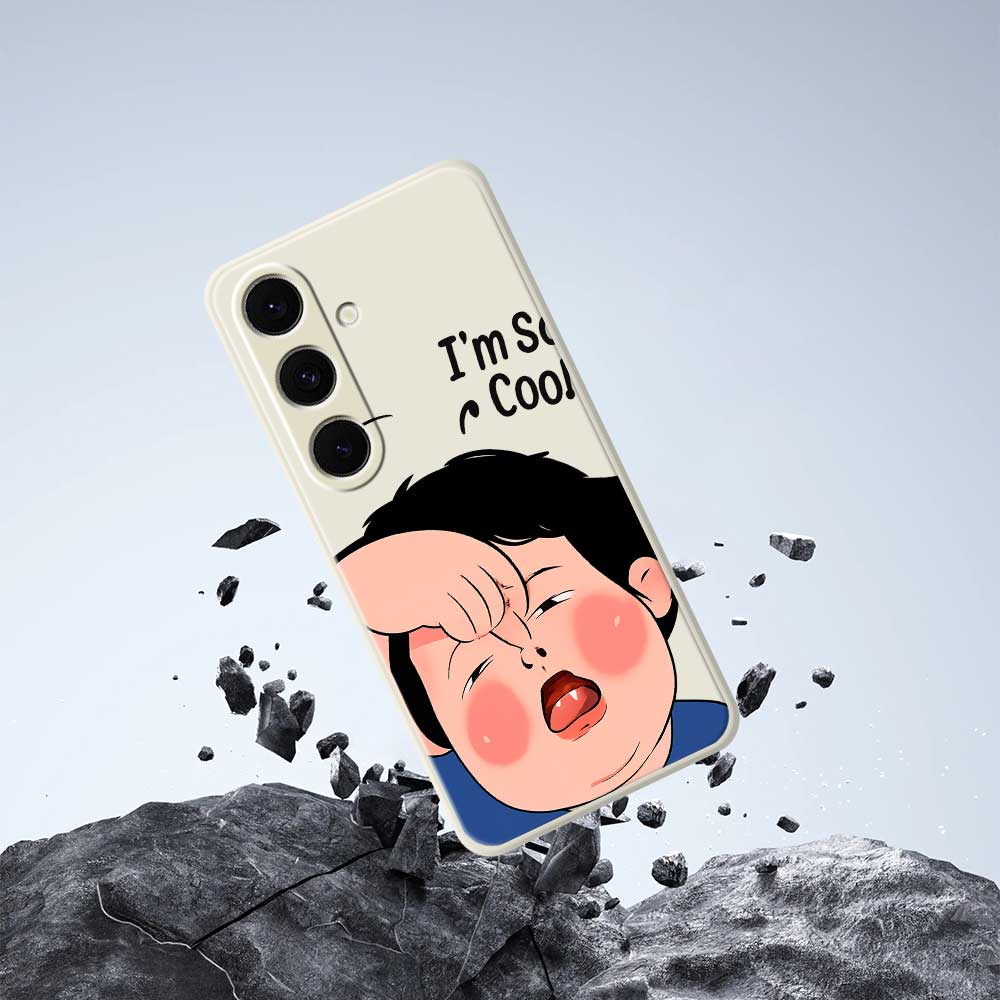 For Samsung Galaxy S24 FE Case Make Faces Kid Pattern Printing Straight Edge TPU Phone Back Cover