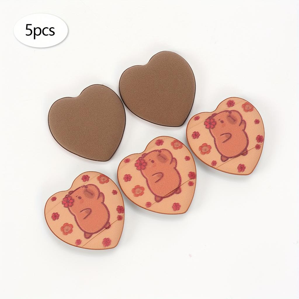 Printed Heart-Shaped Makeup Sponges, for Beauty and Makeup, Mixed Use with BB Cream, Liquid Foundation, and Concealer. Especially Suitable for Coverin