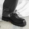 Fashion Thick Sole Men's Leather Shoes Non Slip and Waterproof Square Toe Platform Male Casual Shoe High Quality Fashion Social New In