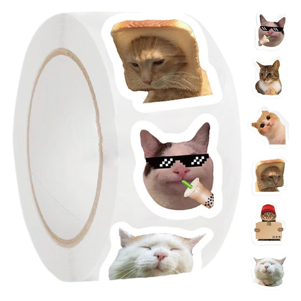 500Pcs Funny Stickers for Kids Cat Cartoon Roll Stickers for Children Animal Packaging Stickers Photocard Decor Pack Lables