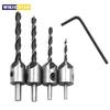 4 stk Trespissforsenkerbor 3-6mm Opprømmingsbor Skruefaseskjæringsbor Hullåpner Verktøysett