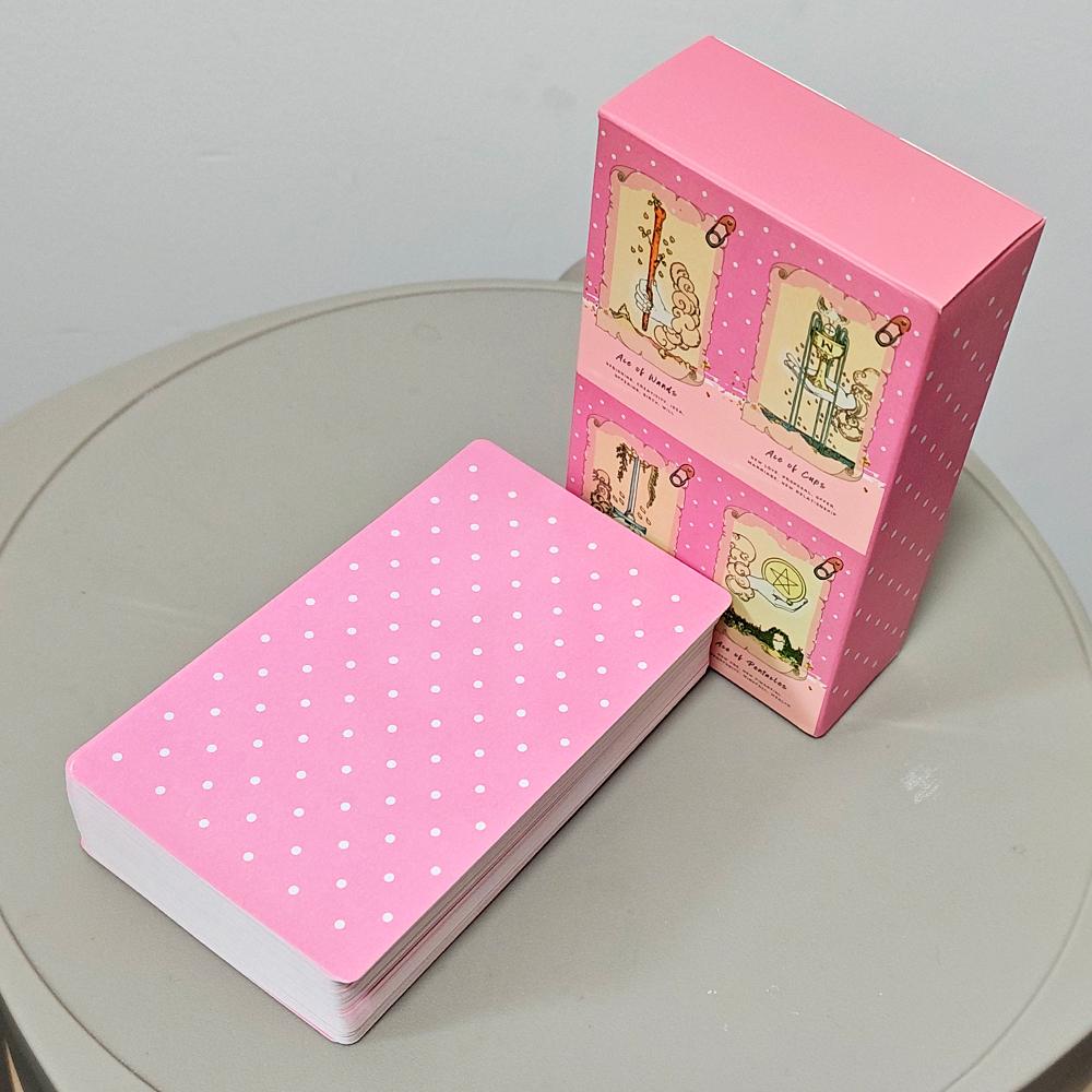 Pink Waite Tarot, The Dreamy Pink Collage Tarot Deck, 78  Aesthetic Kawaii Tarot Cards with Meanings, Double-embossed 12*7cm
