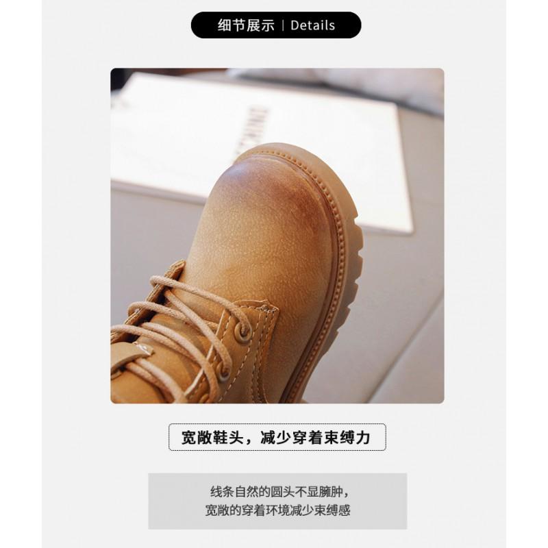 Kids Girls Boys Leatherette Martin Boots Winter Anti-Slip Soft Sole Mid-Calf British Style