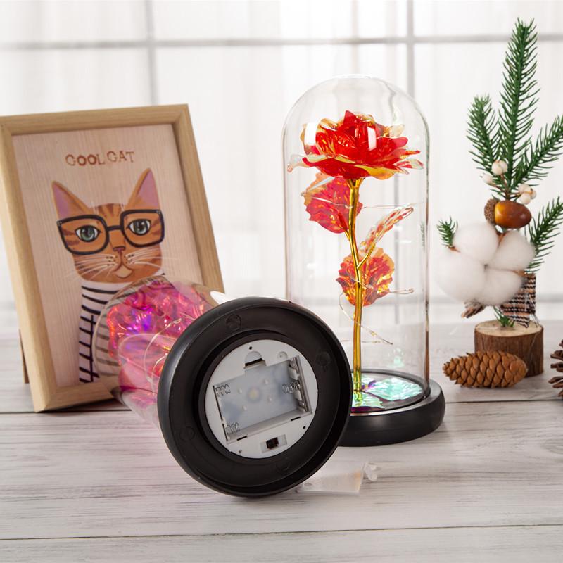 Eternal Rose Gold Foil Flower Gift Box with Plastic Cover