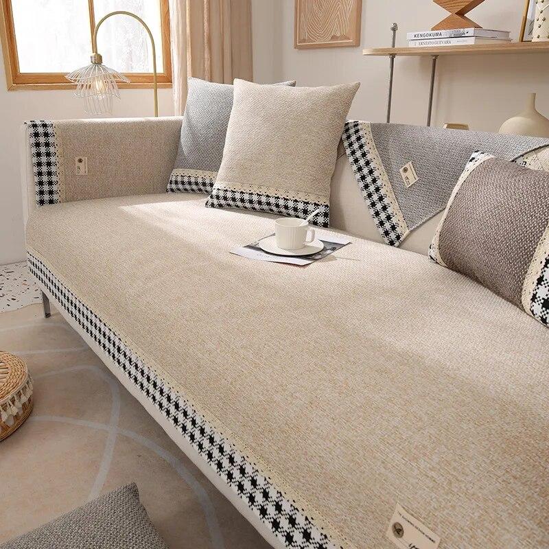 Seat European Couch Cover Sofa Towel for Living Room Decor New Cotton Linen Fabric Sofa Cover Slip Resistant Slipcover