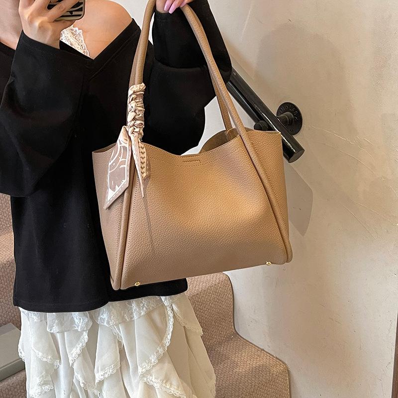 Retro einfache Handtrage Eimertasche Damen neue Textur Schultertasche lässige Mode Gemüsekorb Tasche