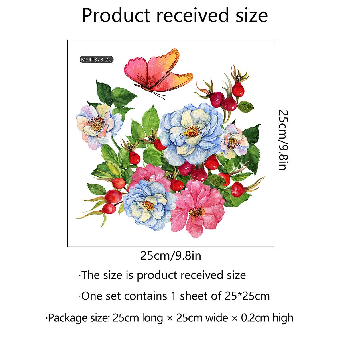 

T268 # Цветок Бабочка Наклейка на стену Ванная комната Декор для туалета Гостиная Шкаф украшения дома Наклейки украсить самоклеющиеся A-25x25cm-PET