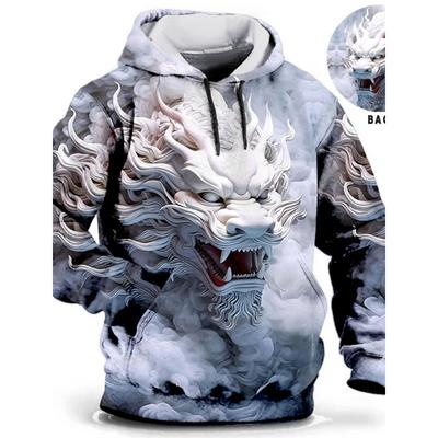 Kapuzenpullover mit Drachenmotiv zum chinesischen Neujahr, für Herren, grafische Tierdrucke, täglich, klassisch, lässig, 3D-Pullover, Streetwear, Kapuzenpullover, langärmelig