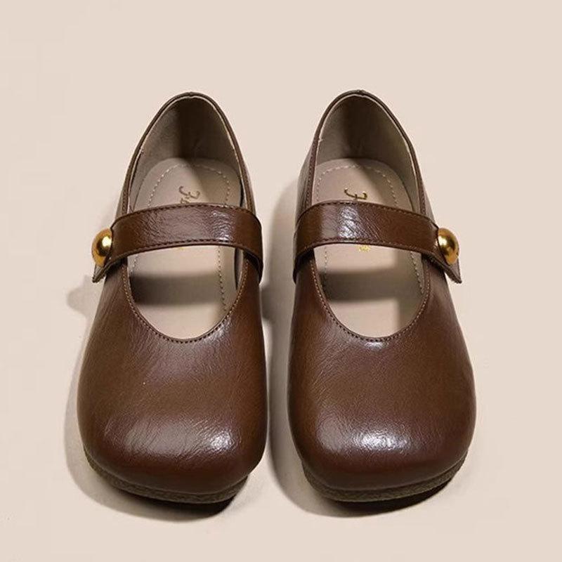 Märke trasig kod rea första lager kohud damskor mjuk sula inte trötta fötter enkelskor Mary Jane-skor inre höjdhöjande skor tofflor