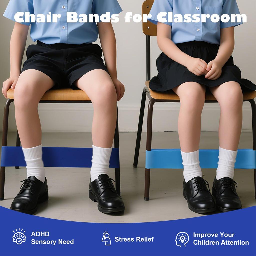 6 PCS Chair Bands With Fidgety Feet Colorful Chair Fidget Bands Desks Stretch Foot Band for ADHD Sensory Flexible Band Classroom Home Chair Fidget