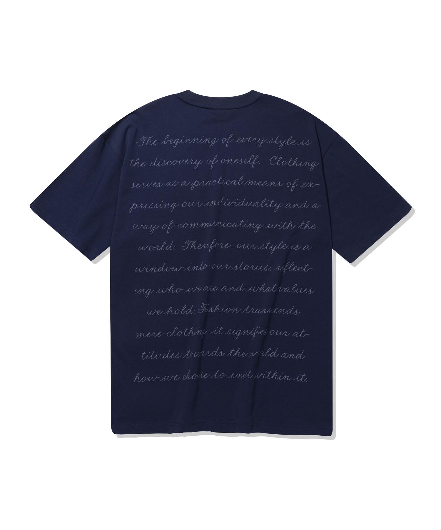 Divine Distance Cursive Lettering T-Shirt [Navy] M