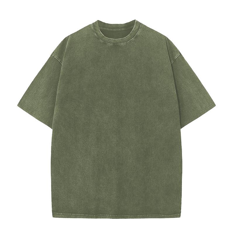 [230g Washed Oversized Distressed Drop Shoulder T-shirt] Cross-Border Trendy European & American Print.