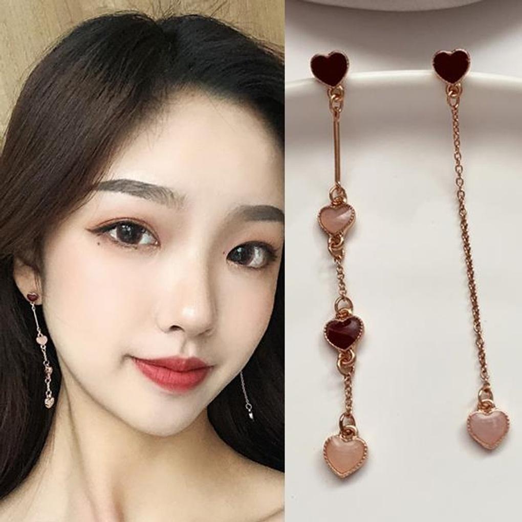 

Heart Cubic Rose Gold Drop Earrings BLS120