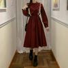 Elegant European Corduroy Long Dress for Women: Heavy-Duty, Fashionable Style for Spring, Autumn, and Winter.