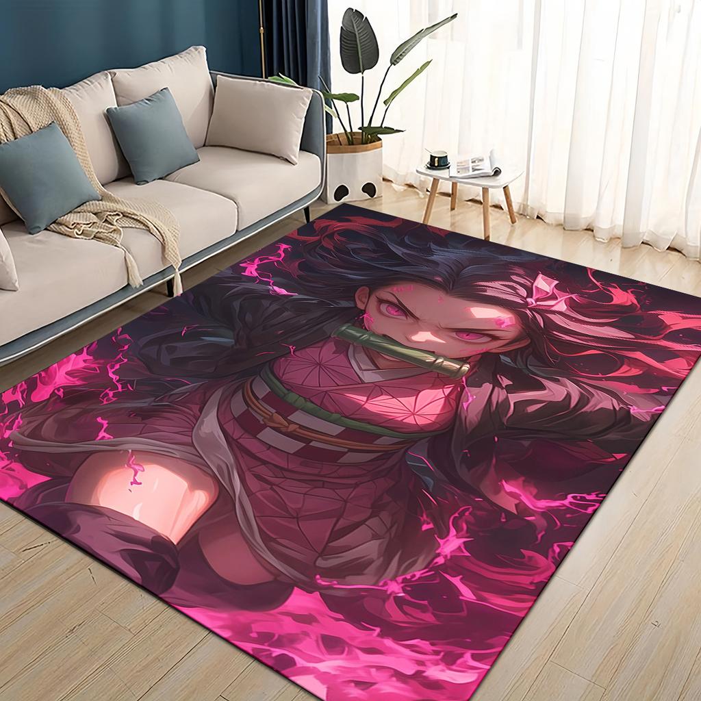 27 Style Demon S-Slayer Cartoon Kamado Nezuko Anime Carpet Rug for Living Room Bedroom Home Sofa Decoration,Non-slip Floor Mat
