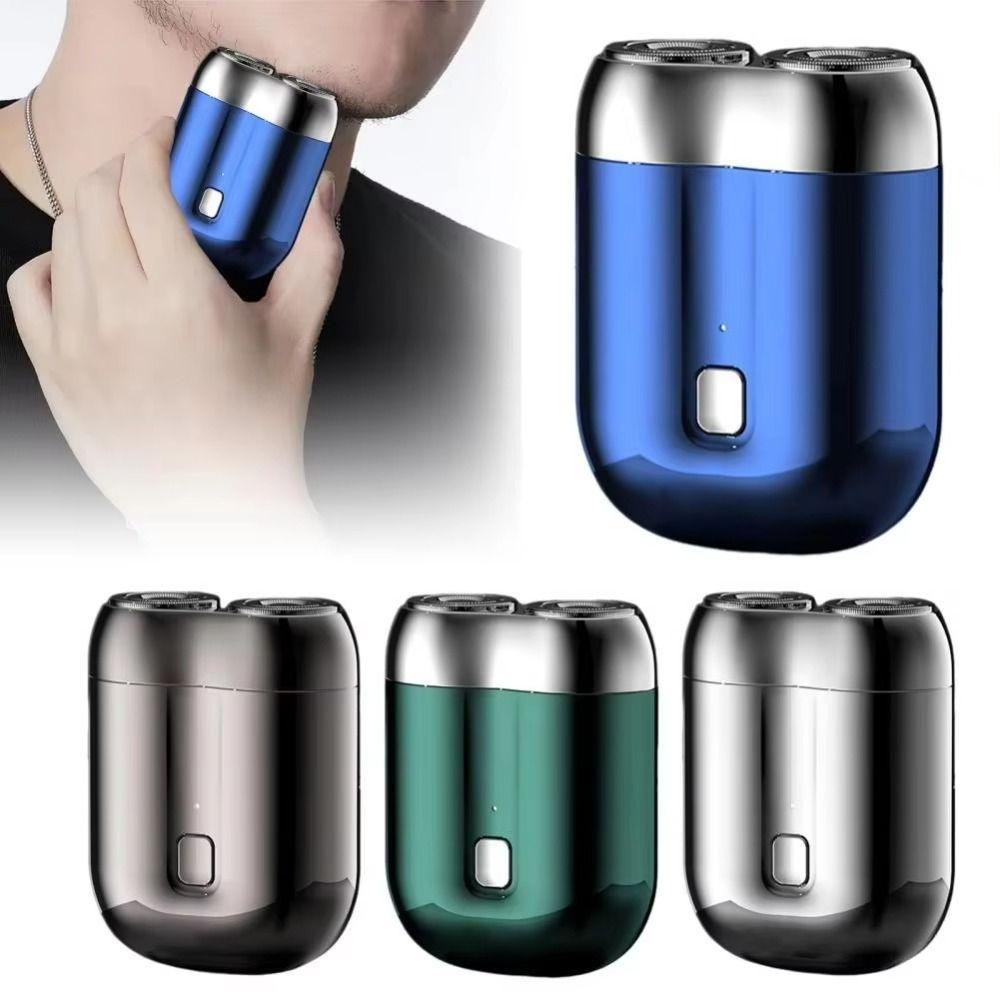 USB Rechargeable Magnetic Rotary Razor Double Head Men's Beard Trimmer  Daily Use