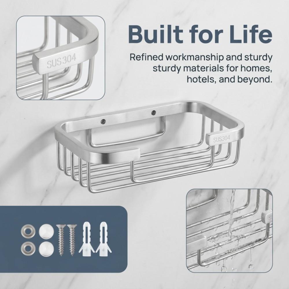 Silver Soap Rack Stainless Steel Soap Organizer Box Modern Soap Dish Bathroom Kitchen Washroom