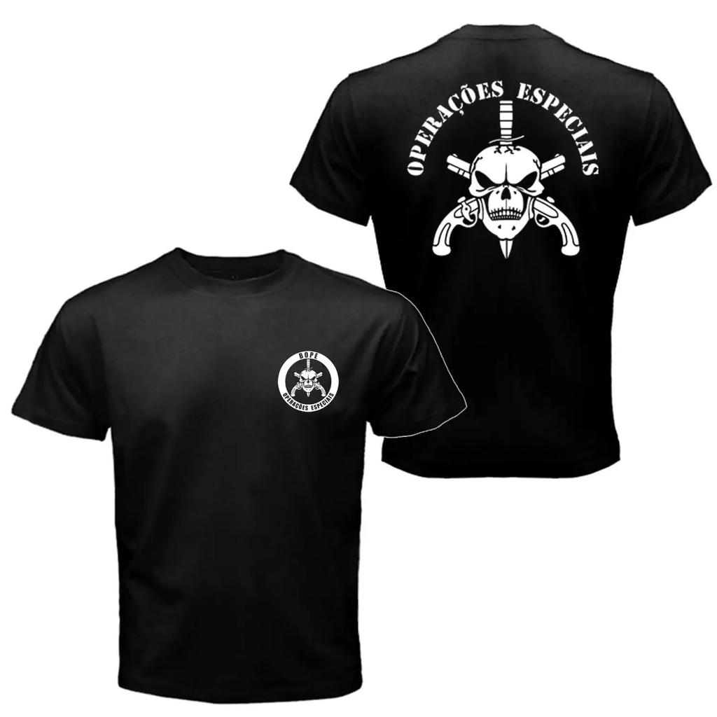 Cool BOPE Tropa De Elite Brasil Speciella Elitstyrkor Herr T-shirt Kortärmad Casual O-hals Herr T-shirts Casual Lös Topp T-shirt