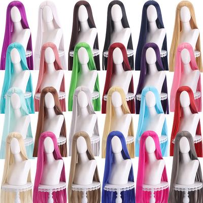 Parrucca sintetica da donna lunga, dritta, colorata, con frangia centrale divisa, da 40 pollici, adatta per feste di vacanza, ballo di Halloween, cosplay