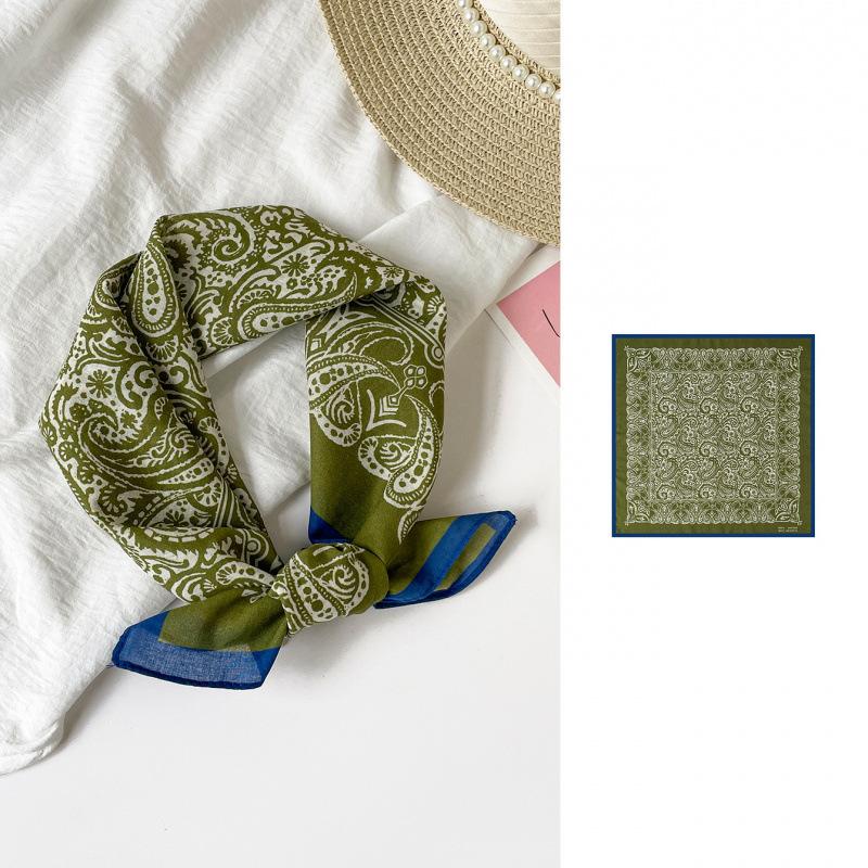 55 Cotton Silk Scarf Paisley Cashew Flower Square Scarf Headscarf Personalized Fashion Breathable Silk Scarf Scarf Tied Bag Decorative Scarf