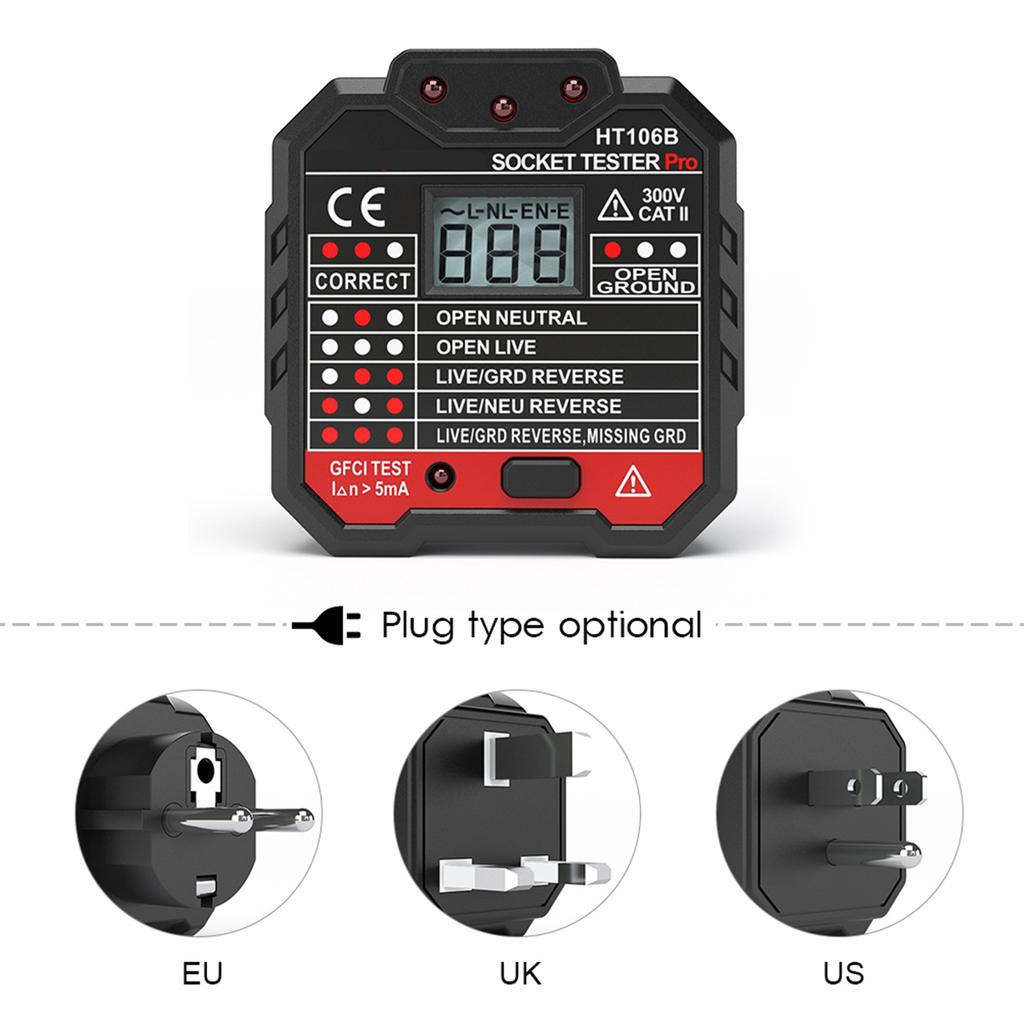 HABOTEST Advanced RCD Electric Socket Tester Wall Plug Breaker Finder Electric Leakage Test with Voltage Backlight LCD Display