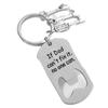 Stainless Steel Bottle Opener Keychain - DIY Engraving Bag Pendant Gift for Father's Day