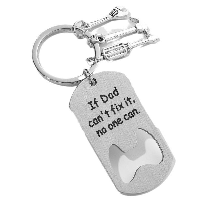 Stainless Steel Bottle Opener Keychain - DIY Engraving Bag Pendant Gift for Father's Day